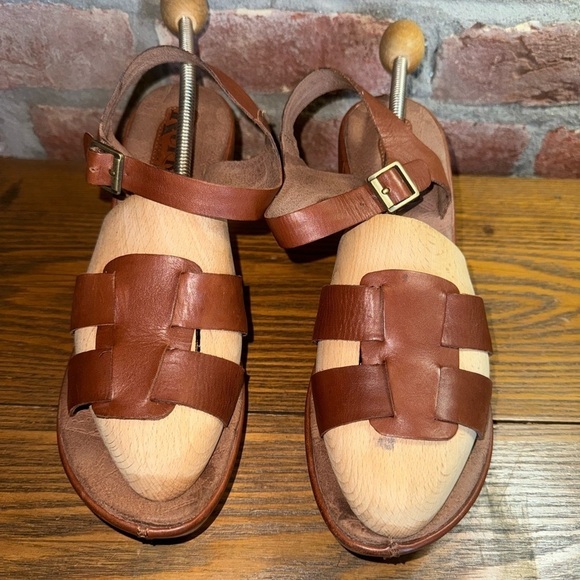 Kork-Ease Korks Size 10/42 Della Wedge Sandals Brown Leather Chunky Platform - Picture 3 of 12